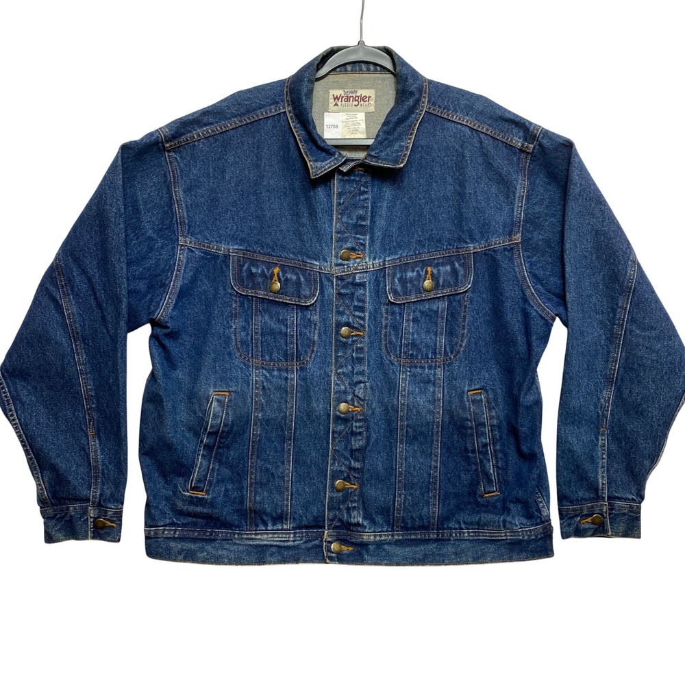Wrangler Denim Jacket Mens XL Blue Rugged Wear RJK30AN Button-Down Trucker